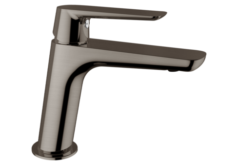 Un mitigeur monotrou de lavabo nickel satiné